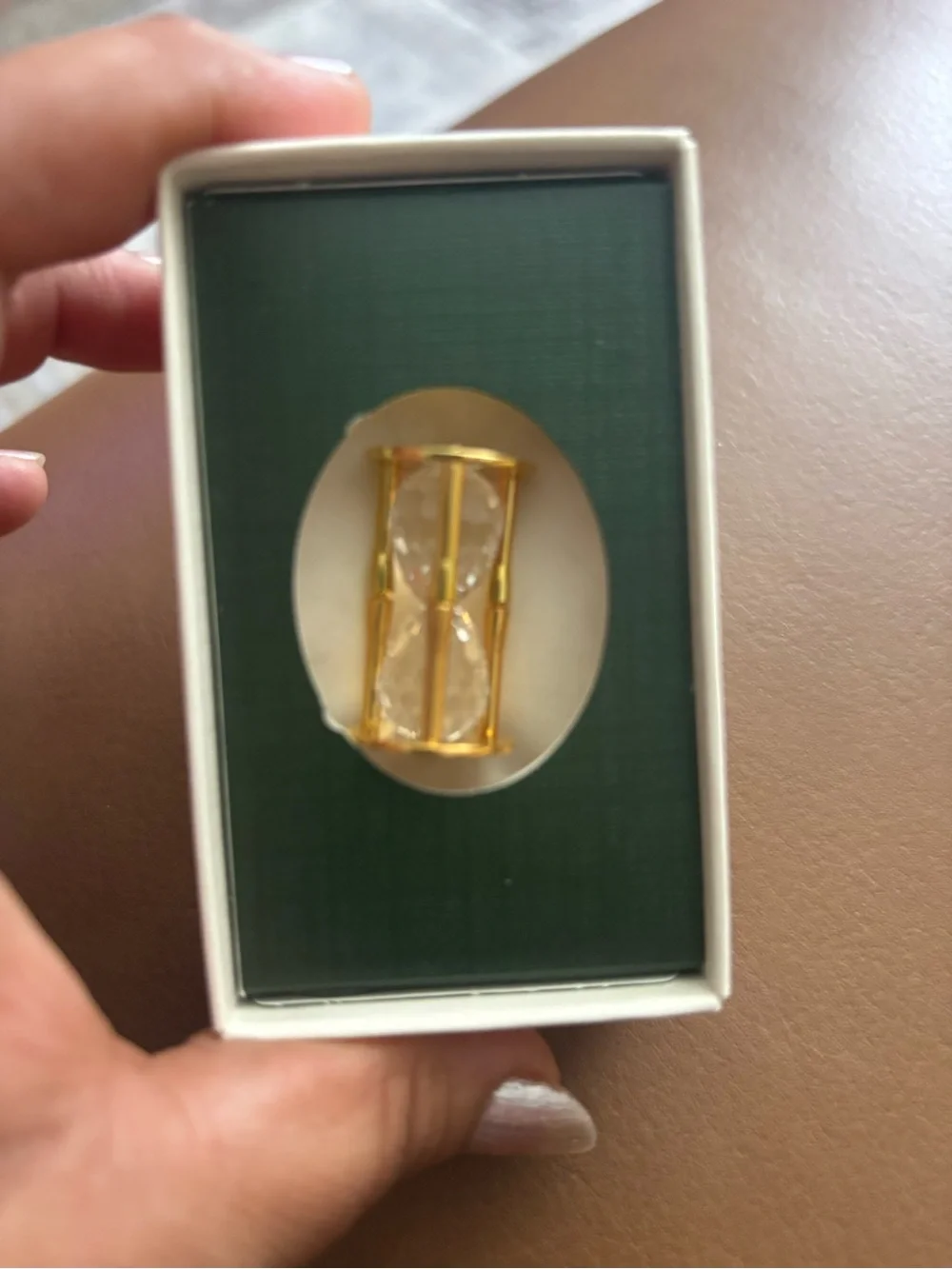 Swarovski Gold and Clear Hourglass-Shaped Crystal